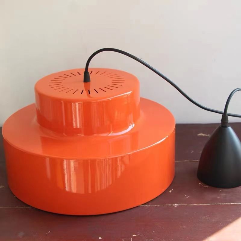 Stile moderno in stile cilindrico ombreggiatura chiodo in metallo 1 a sospensione leggera in arancione