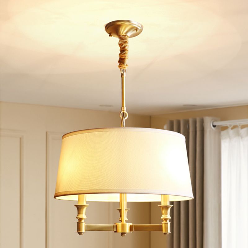 Traditional Copper Chandelier Lighting Fixtures Multi-Head Gold Suspension Light for Living Room