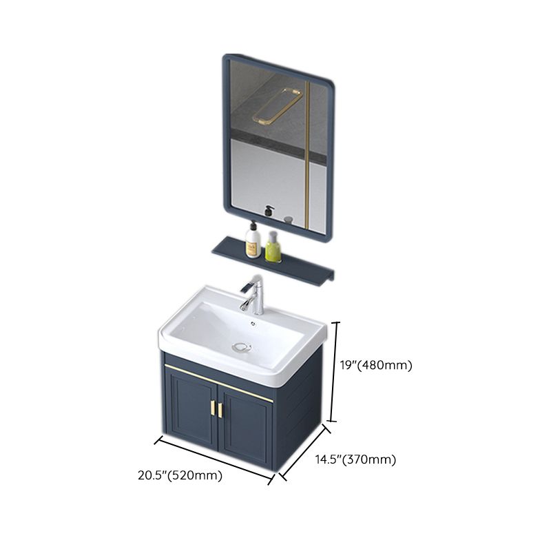 Modern Wall-Mounted Sink Vanity Blue Wall Mount Vanity Cabinet