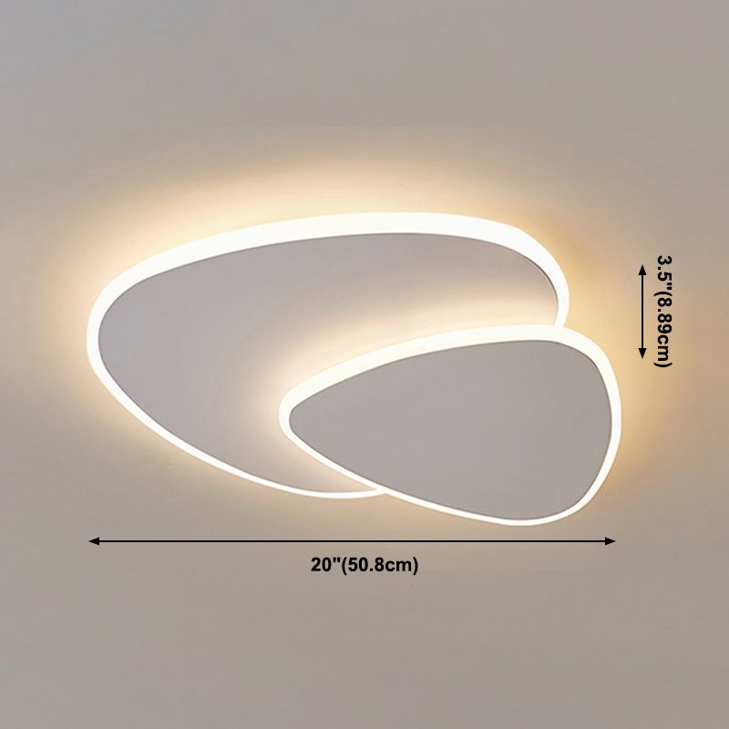 Lámpara de techo LED blanca acrílica con montaje empotrado ovalado de hierro lacado moderno y sencillo