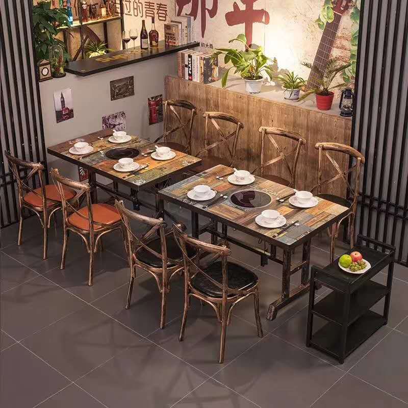 Industrial Style Metal Chairs Dining Room Kitchen Cross Back Side Chair