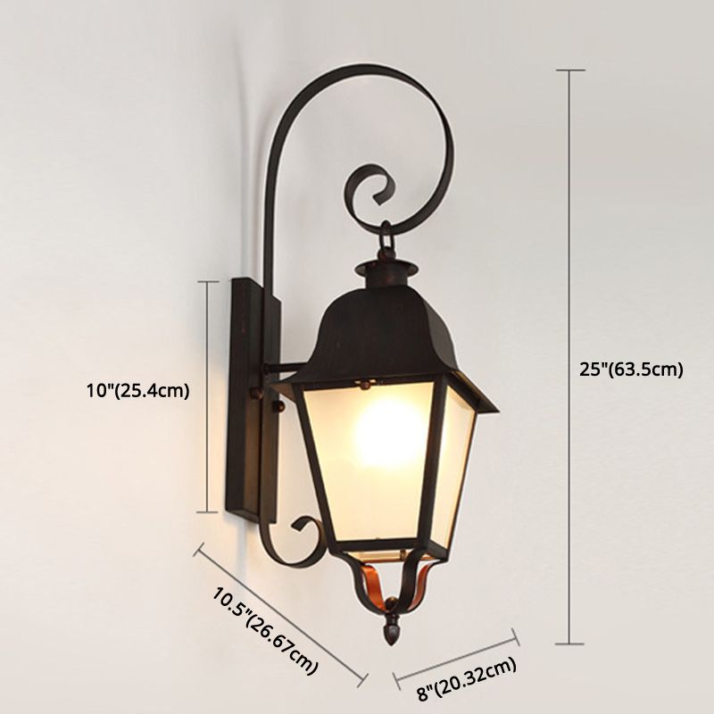 Lámpara de pared metálica de una sola luz vintage, aplique de pared impermeable para exteriores con brazo fijo para escaleras y pasillos