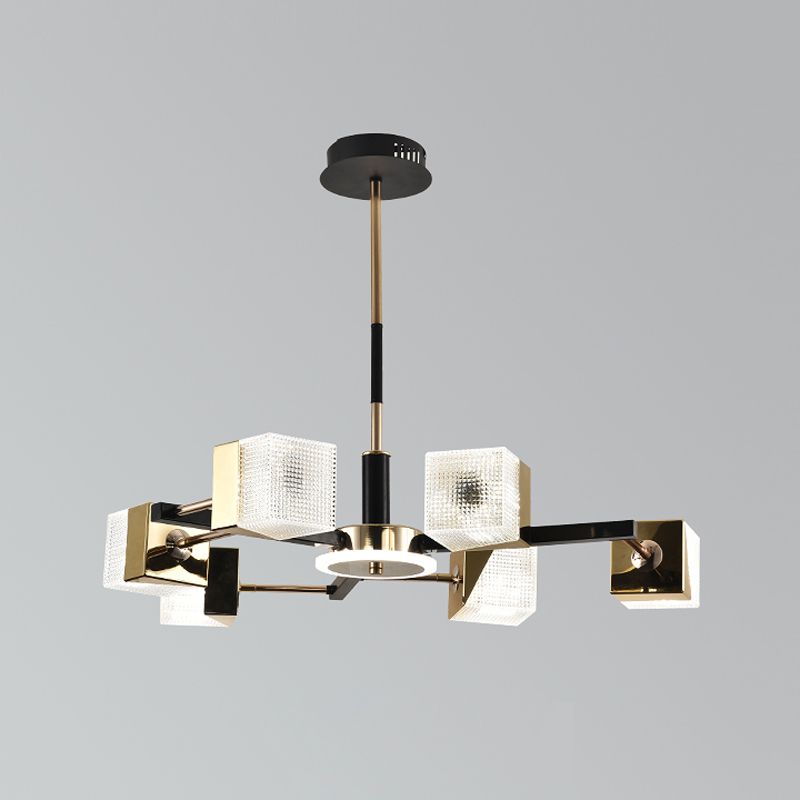 Square Chandelier Postmodern Metal LED Suspension Light Fixture