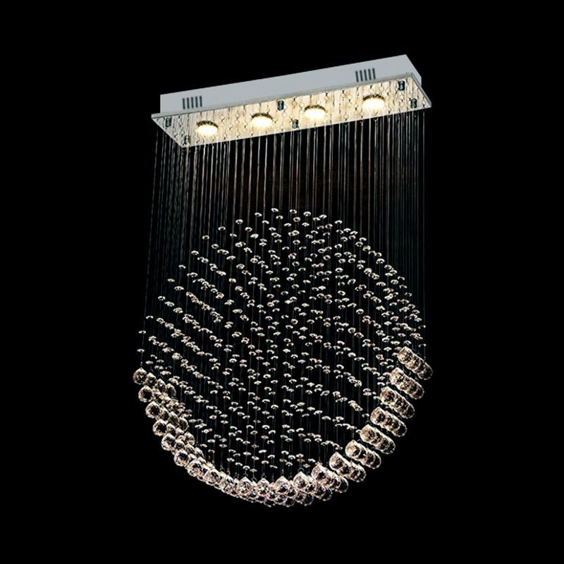 Round Shaped Dining Room Flushmount Lighting LED Modern Style Flush Light Fixture in Nickel