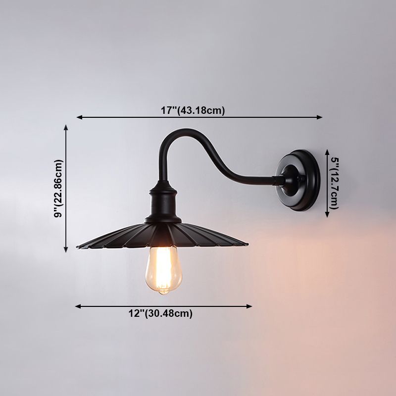 Illuminazione con funce murale in metallo in stile industriale Apparecchio di illuminazione da parete esterna in nero
