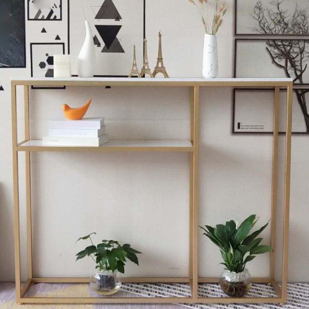 12" W Glam Marble Console Table Stain Resistant Frame Accent Table for Hall