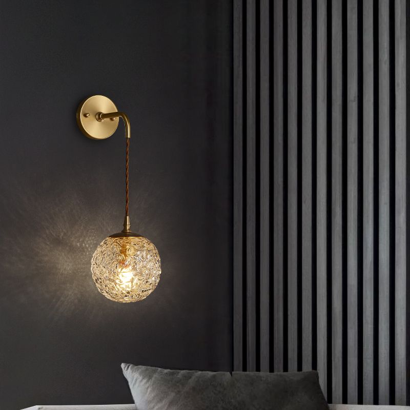 Lámpara de pared colgante de globos de bronce en un estilo de pared de cobre moderno estilo creativo con sombra de vidrio