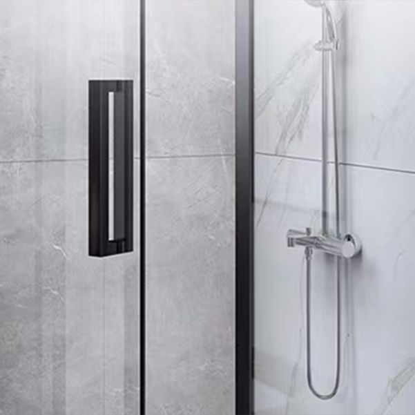 Black Full Frame Shower Screen Diamond Shape Tempered Glass Shower Door