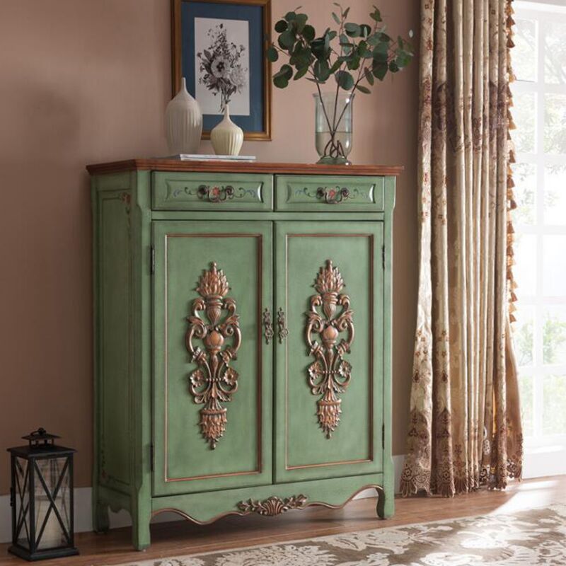 Rectangle Industrial Accent Cabinet Wood Knobs Cabinet with Doors