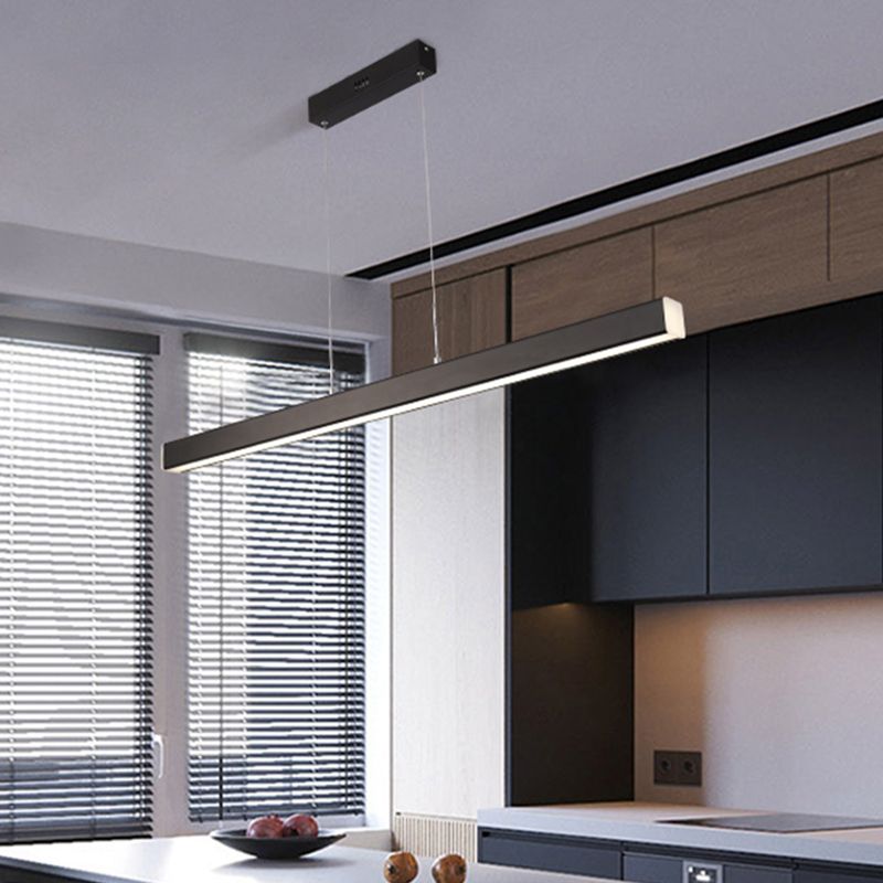 Linear LED Island Lighting in Contemporary Style Metal 1-Light Island Lighting