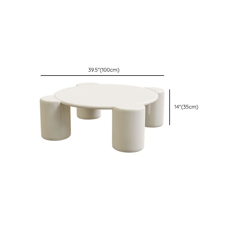Modern Free-Form Coffee Table White Single Coffee Table with 4 Legs