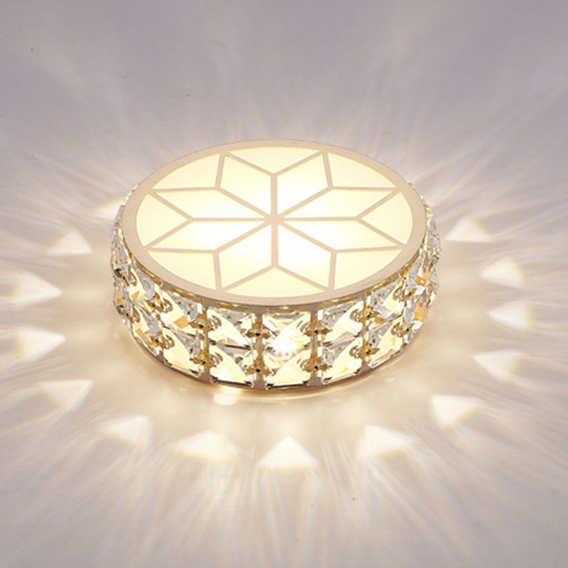 Modern Crystal Flush Mount Light Fixtures 1-Light LED Flush Mount with Hole 2-3.5'' Dia