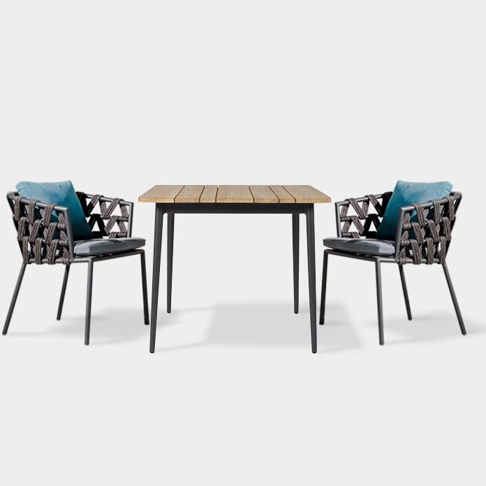 Boho Style 1/3/5/7 Pieces Metal Dining Set Wood Dining Table Set for Outdoor