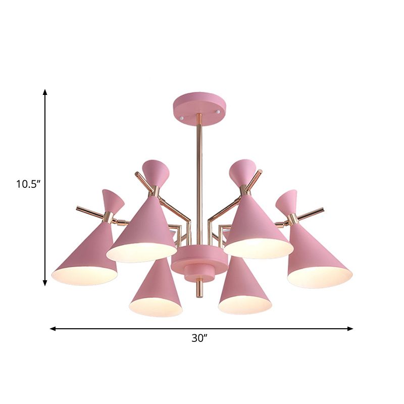 Bedroom Horn Shape Hanging Ceiling Lamp Metal Modern Style 6 Lights Hanging Chandelier