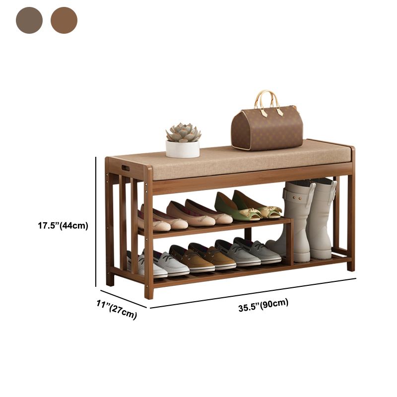 10.6"W Contemporary Entryway Bench Wood Cushioned Seating Bench