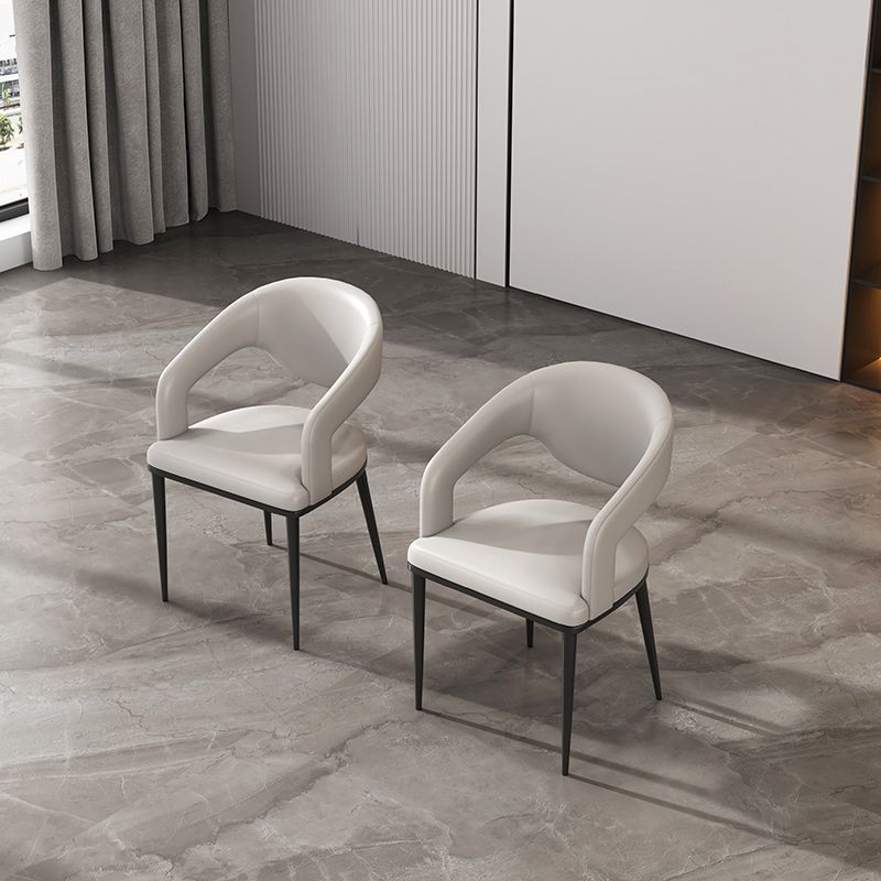 Open Back Dining Side Chair Contemporary Black Legs Dining Arm Chair