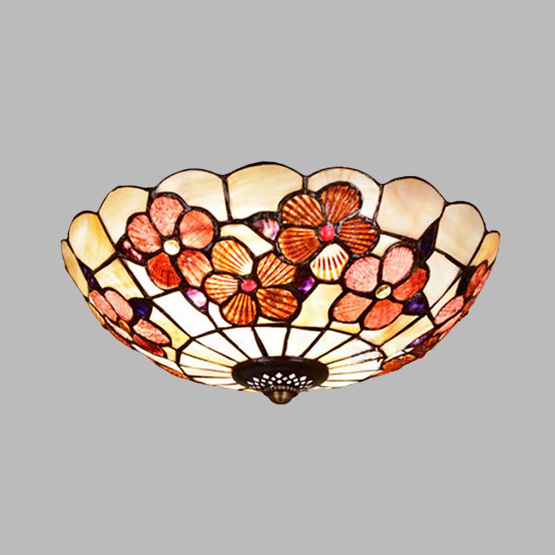 Plafonnier à motif pivoine, coquille Tiffany, 3/4 ampoules, plafonnier rose, 12"/16"/21" de diamètre