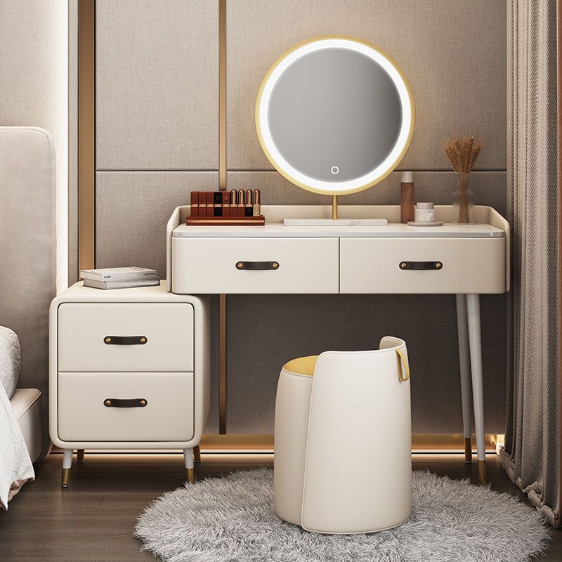 Glam Make-up Vanity Slate Top Vanity Dressing Table Set with Drawers