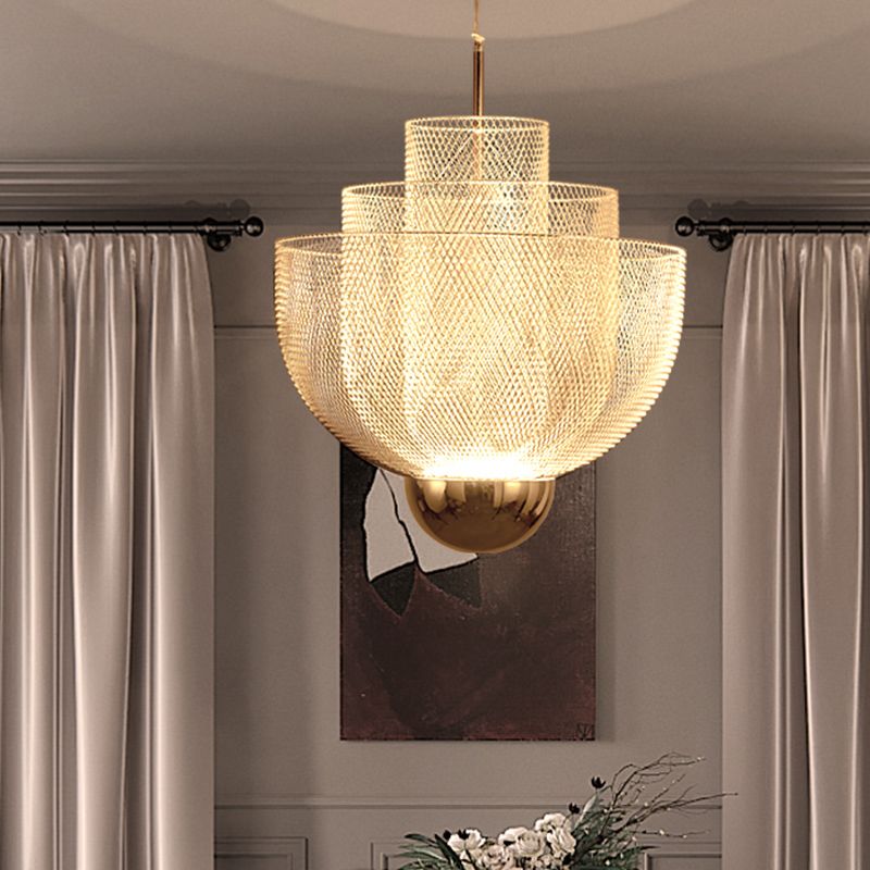 3-stufige minimalistische Käfighängung hängend, goldene Metallhängelampe für das Restaurant