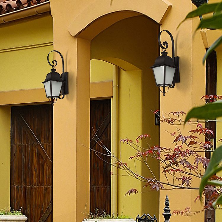 Lámpara de pared metálica de una sola luz vintage, aplique de pared impermeable para exteriores con brazo fijo para escaleras y pasillos