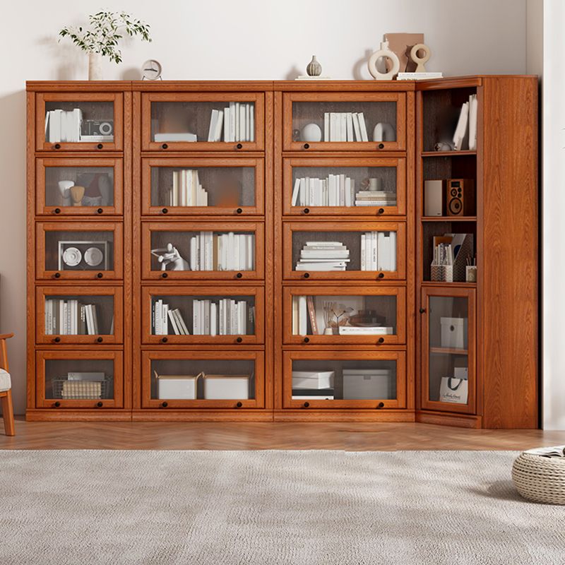 Closed Back Vertical Bookshelf Wood Contemporary Bookcase with Cabinets