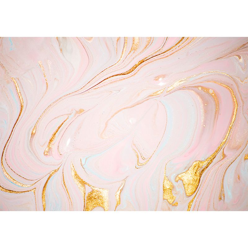 Non-Woven Large Pink Mural Modernist Wave Print Wall Decoration, Customized Size