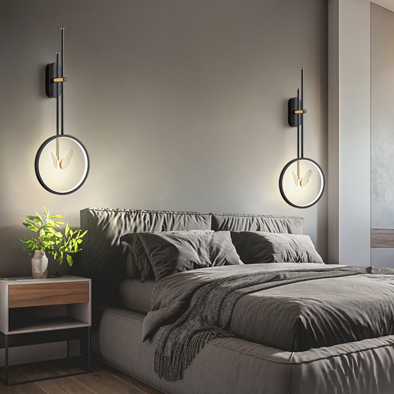 Black Wall Sconce Contemporary Style Wall Light Sconces Metal for Bedroom