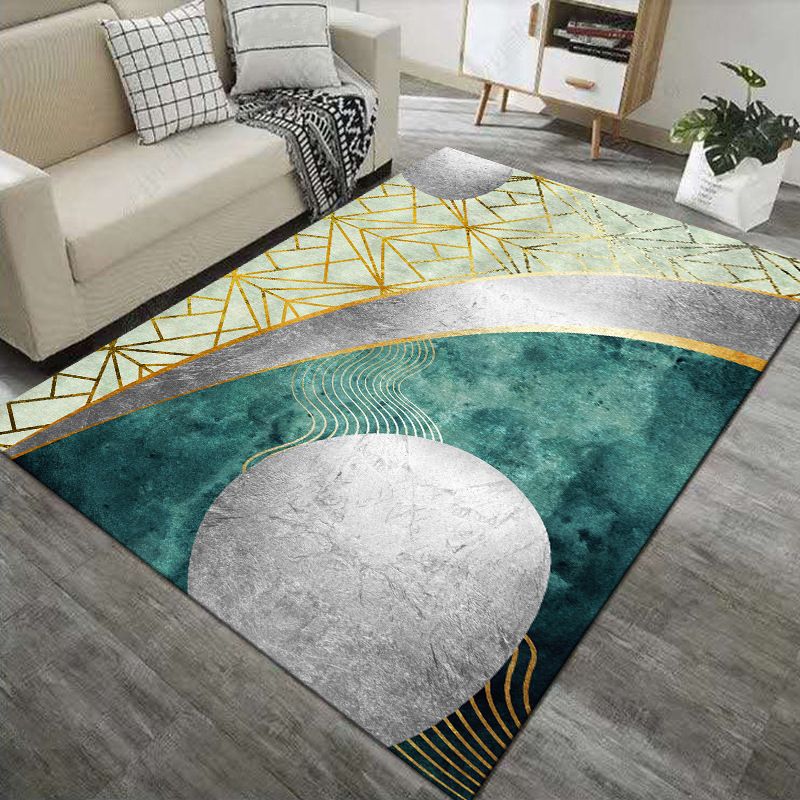 Orange Modern Rug Polyester Semicircle Rug Washable Area Rug for Home Decor