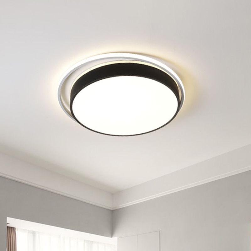 Black / Gold Round Flush Mount Light 10 "/18" /21.5 " W Simple Acrylique LED Ceiling Lighting in Warm / White Light / Remote Control Stepless Dimming