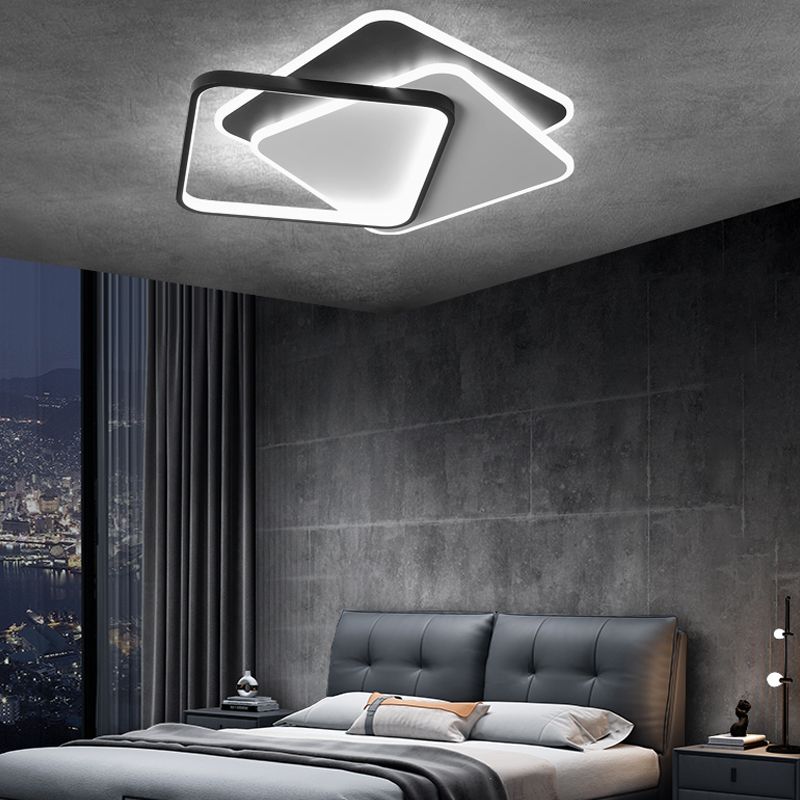Metal Flush Mount Light Nordic 3-Light Bedroom Ceiling Lamps Fixture with Acrylic Shade