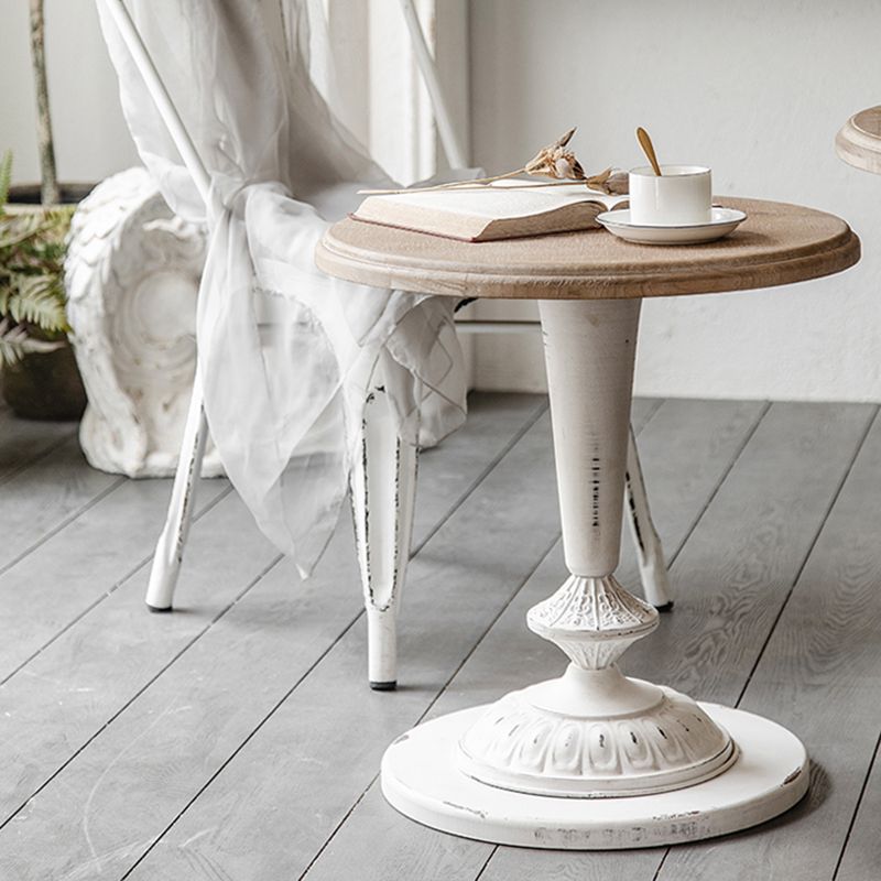 Pedestal Distressed End Table French Country Round Side End Table