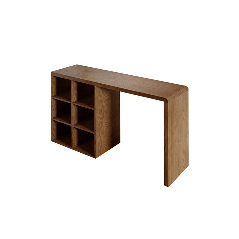 Modern Style Bar Table Pine Solid Wood Double pedestal Bar Dining Table with Storage