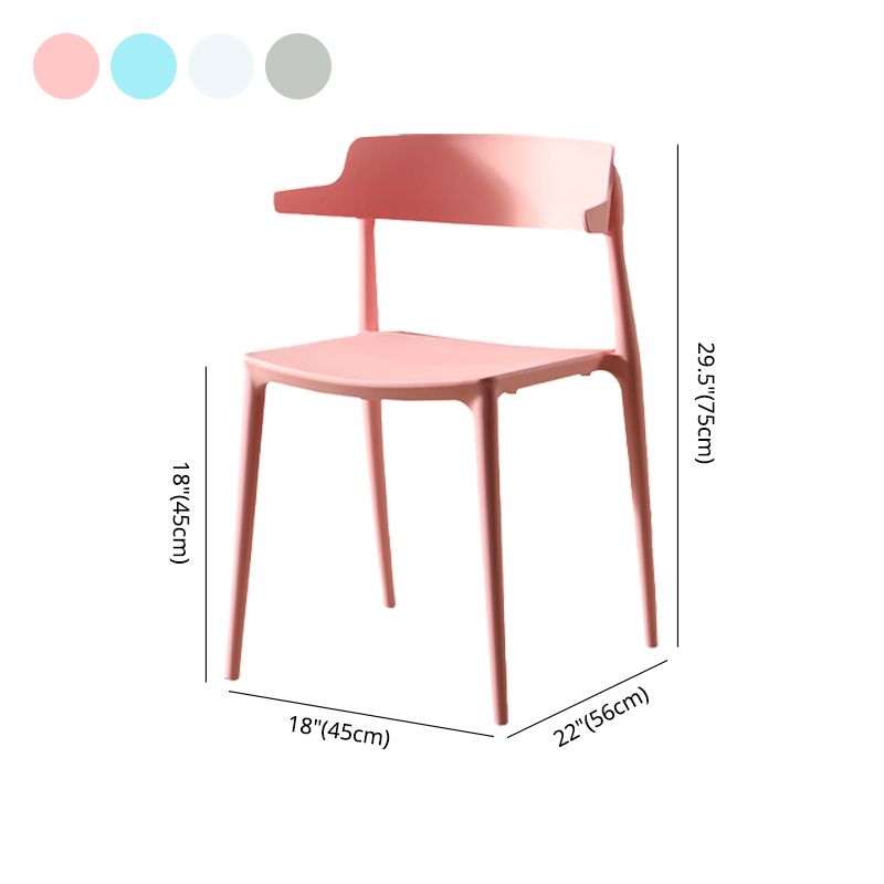 Silla sin brazos de comedor de plástico escandinavo, silla lateral con respaldo abierto