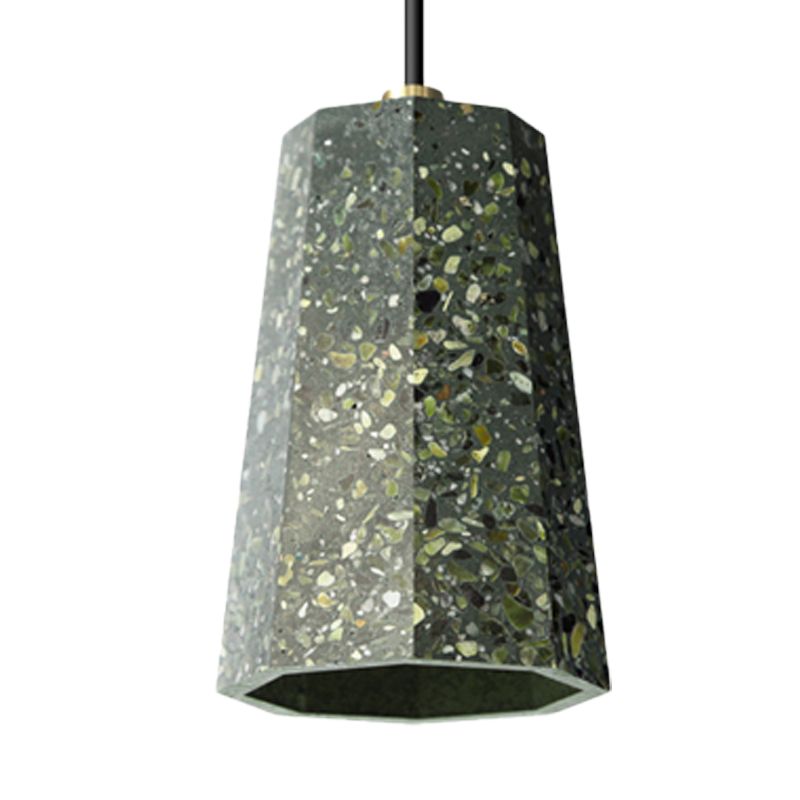 Polygon Restaurant Plafond Pendant Light Terrazzo 1 Head Nordic Hanging Lamp Kit en noir / rouge / vert