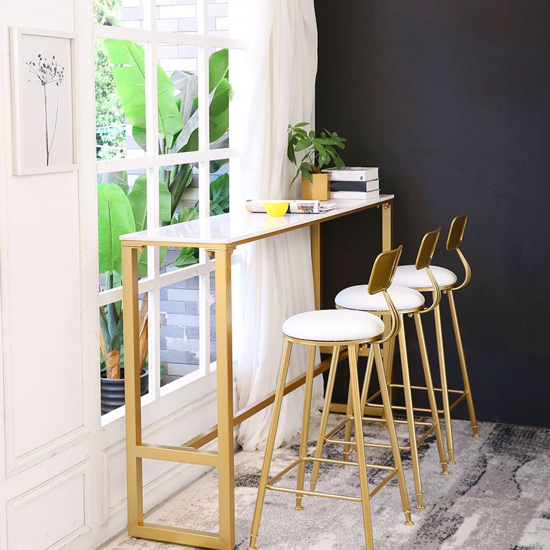 Indoor Glam Counter Height Set 1/2/4/7 Pieces Rectangle White Stone Pub Table Set