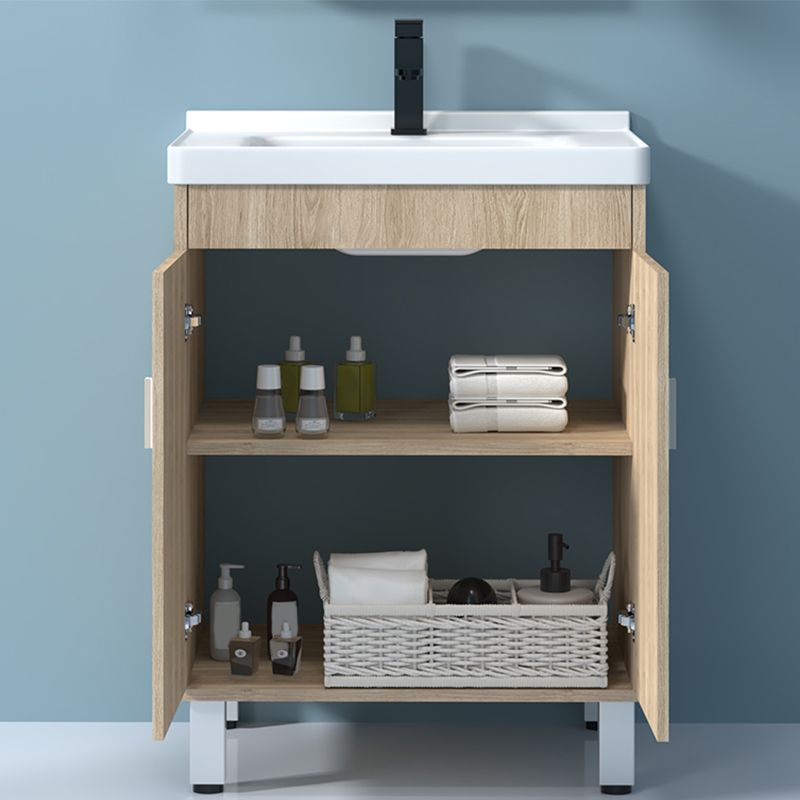 Mirror Vanity Wood Freestanding Rectangle 2 Doors Bathroom Vanity with Single Sink