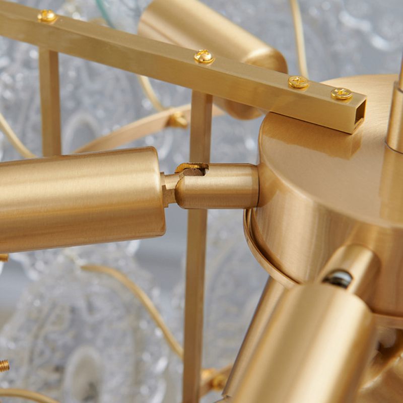 American Style Hanging Chandelier Metal Glass Chandelier in Gold for Hotel Restaurant