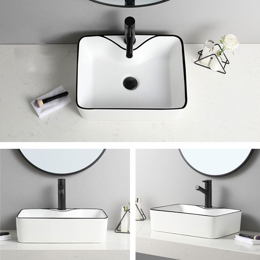 Contemporary Bathroom Sink with Pop-Up Drain Rectangular Vessel Bathroom Sink Only