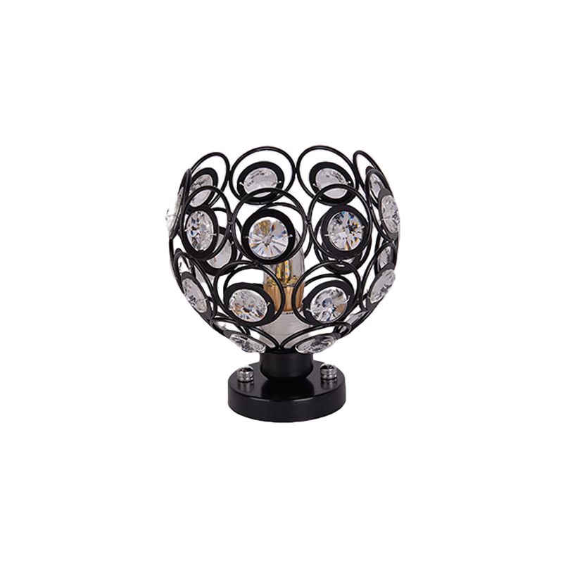 White/Black Domed Flush Mount Light with Crystal Bead Modernist Metal 1 Light Ceiling Flush Mount for Kitchen