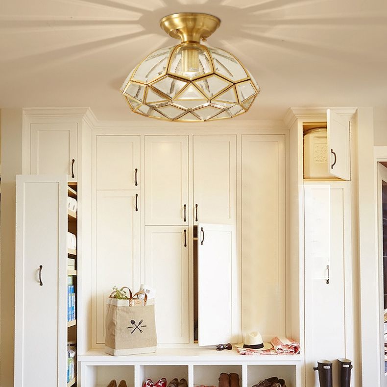 Single Golden Flush Mount Lighting Glass Ceiling Light for Bedroom