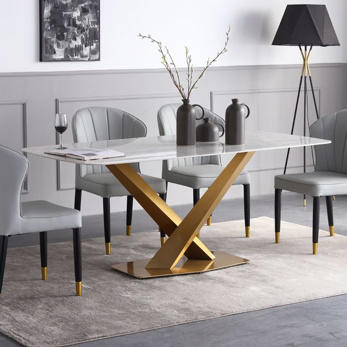 Sintered Stone Dining Table Luxury Style Pedestal Table for Dining Room