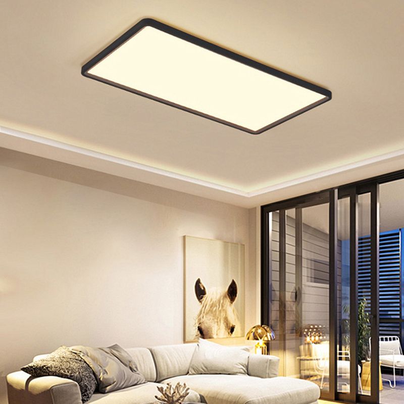 Acrylique simple rectangulaire LED plafonnier style nordique salon encastré noir luminaire