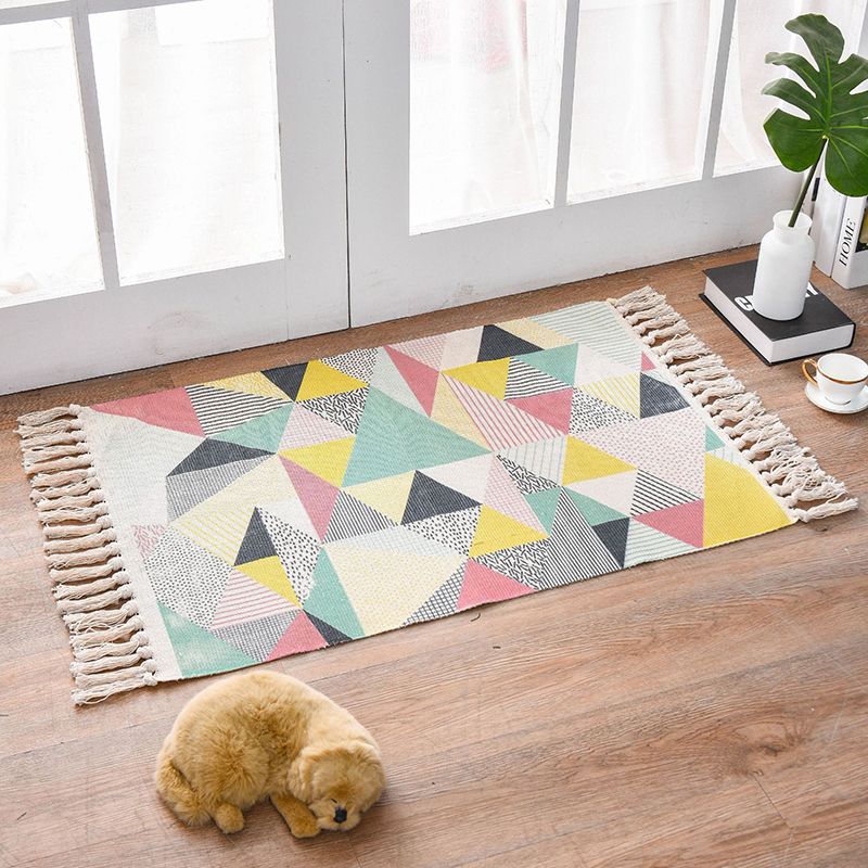 Green Modern Carpet Cotton Panda Carpet Non-Slip Backing Carpet for Living Room