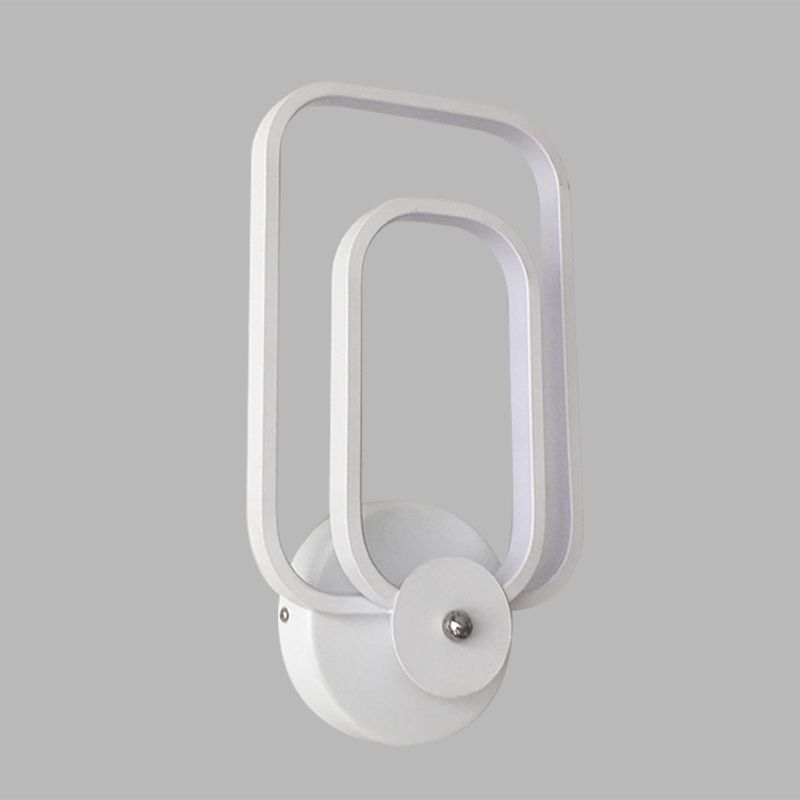 Rectangle Frame Aluminum Sconce Minimalist LED White Wall Mount Lighting in Warm/White Light