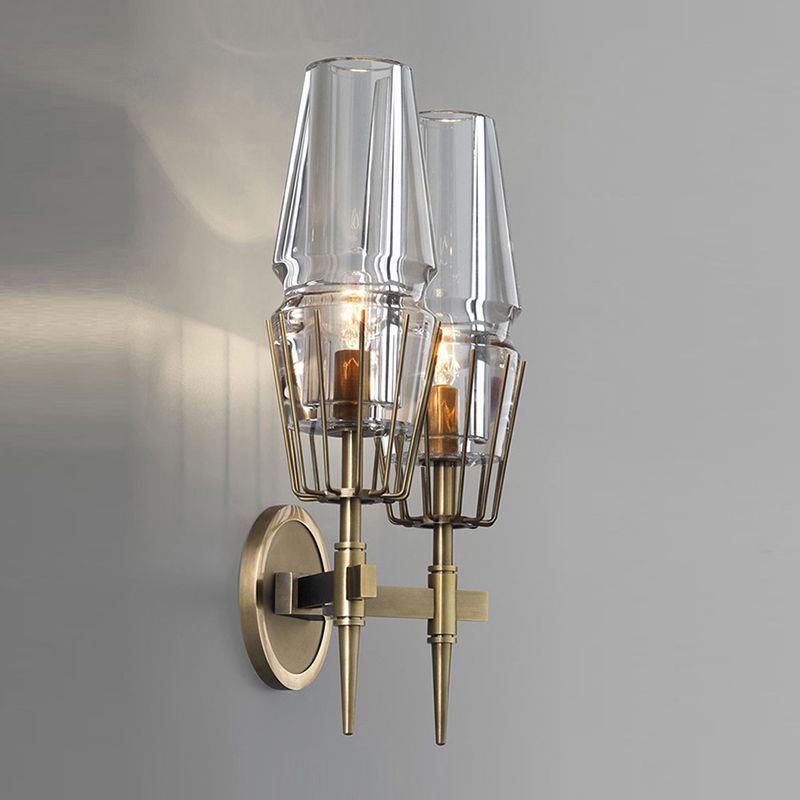 Metal Geometric Shape Wall Light Modern Style Multi Lights Wall Light Sconce in Brass