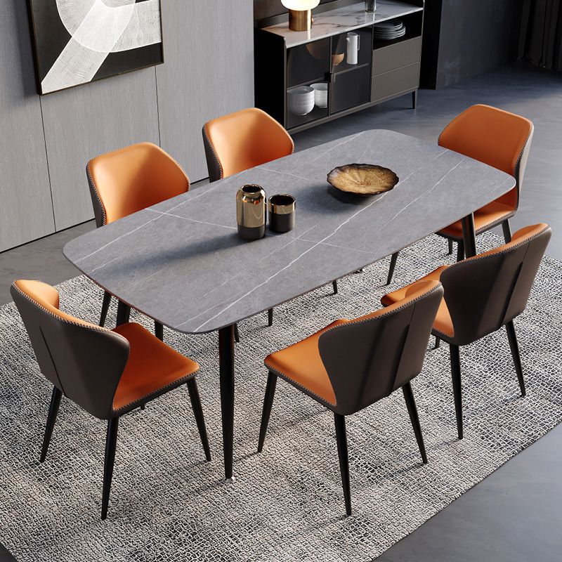 Sillas de comedor con respaldo estilo industrial Sillas de comedor de cuero sin brazos (juego de 2)