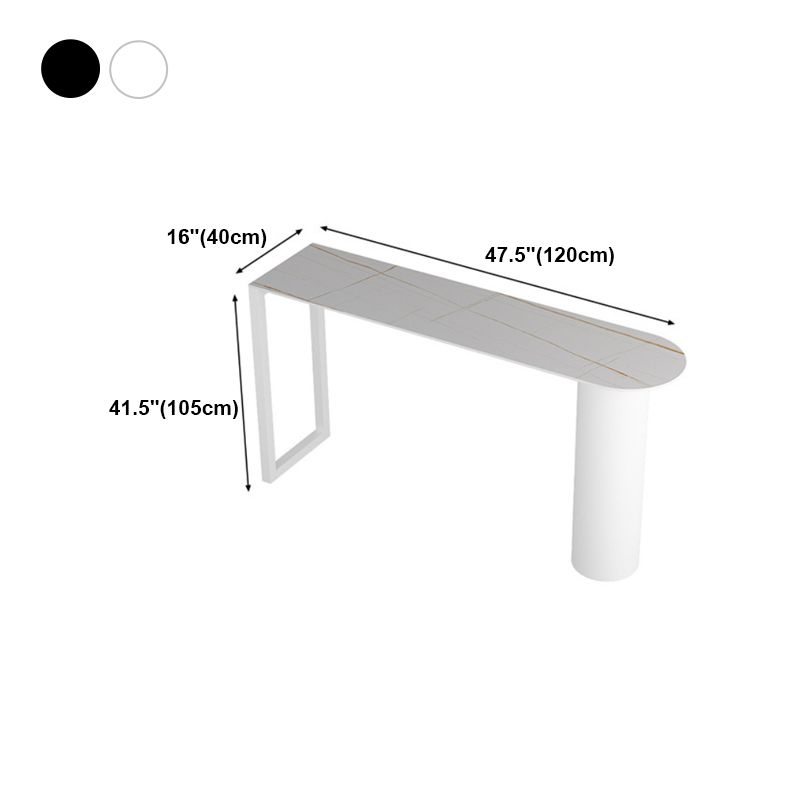 Stone Bar Dining Table Modern Bar Table with Double Pedestal Base for Dining Room Kitchen