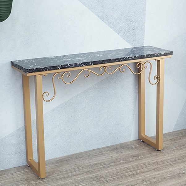 Glam Marble Console Table 12" W Rectangle Sled Accent Table for Hall