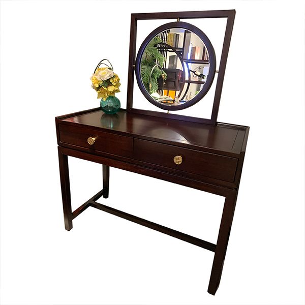 Brown Solid Wood Standing 2 Drawer Vanity Dressing Table Set