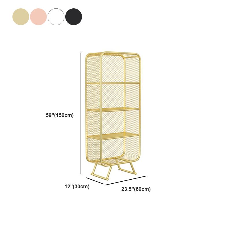 Glam Metal Bookshelf Closed Back with Shelves Bookcase Vertical